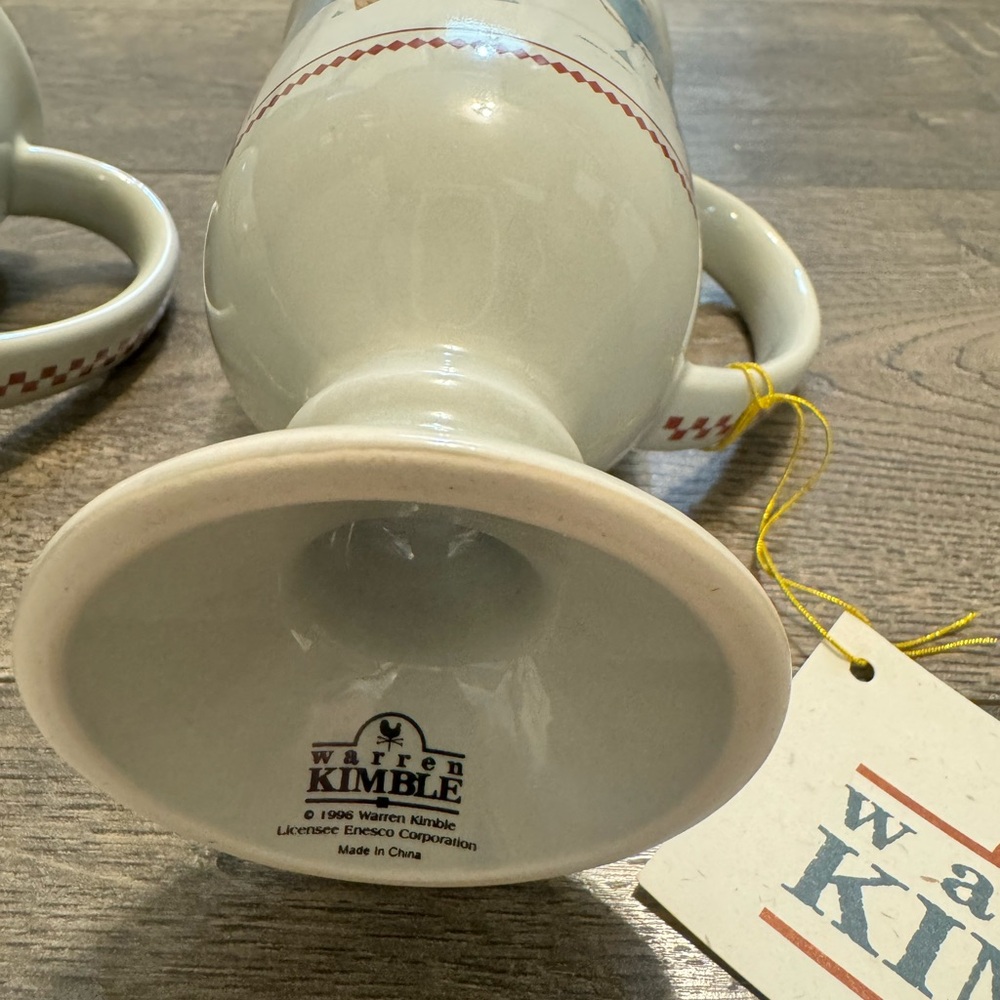 Set of 3 Vintage Warren‎ Kimble 1996 Enesco Snowman Pedestal Cups NWT - Picture 8 of 10